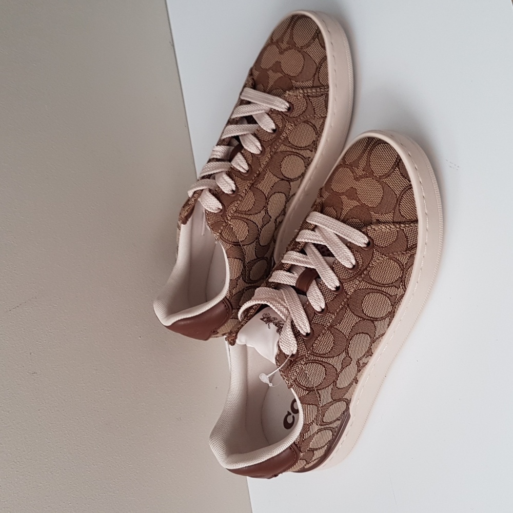 Coach Signature  Canvas Brown and Cream Women's Sneakers